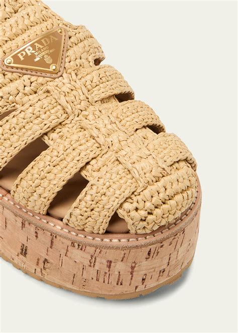 prada raffia cork platform fisherman sandals|Prada Raffia Cork Platform Fisherman Sandals .